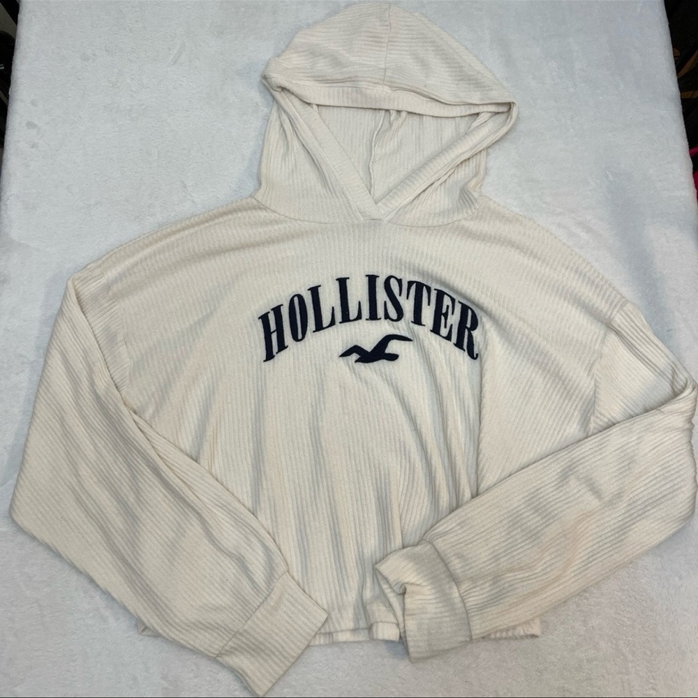 hollister cropped long sleeve hoodie sweater